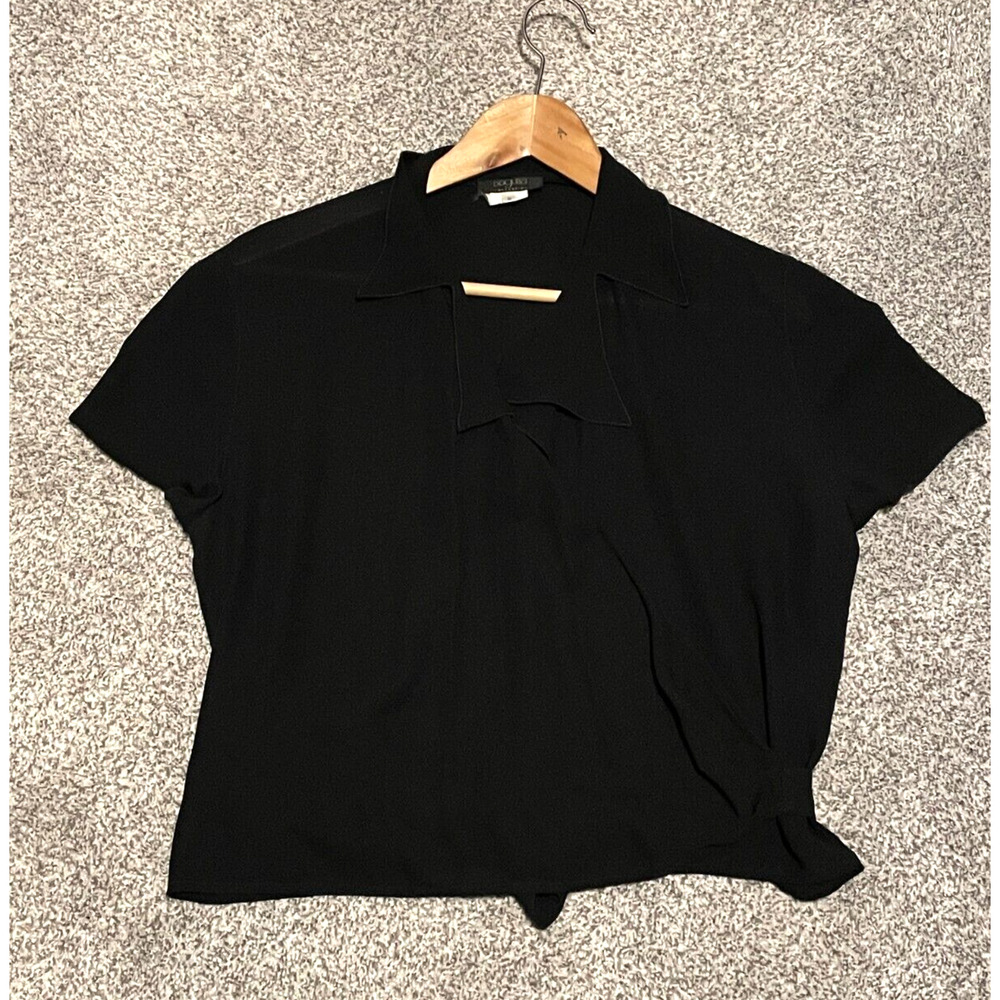 Vintage Bagutta Women Crop Wrap Top Size 10 Black Chiffon Sheer Grunge Witch 90s